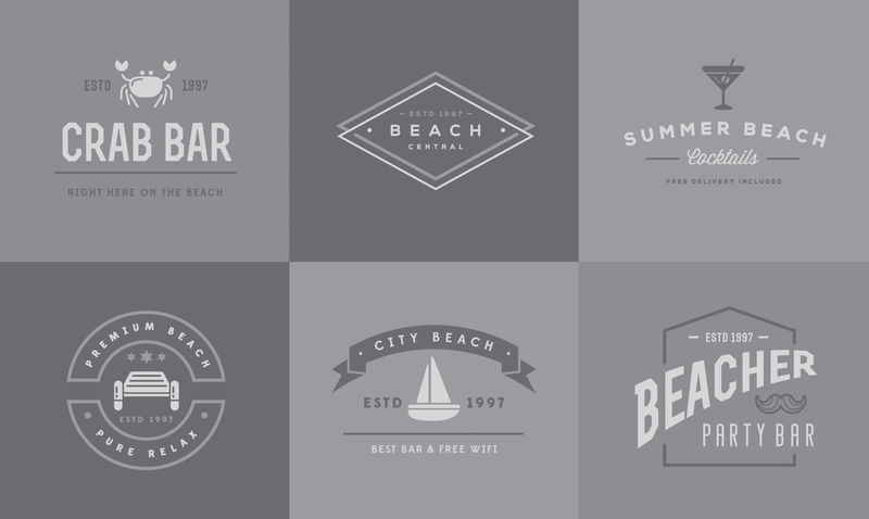 矢量沙滩酒吧元素和夏季可作为标志或图标的优质品质