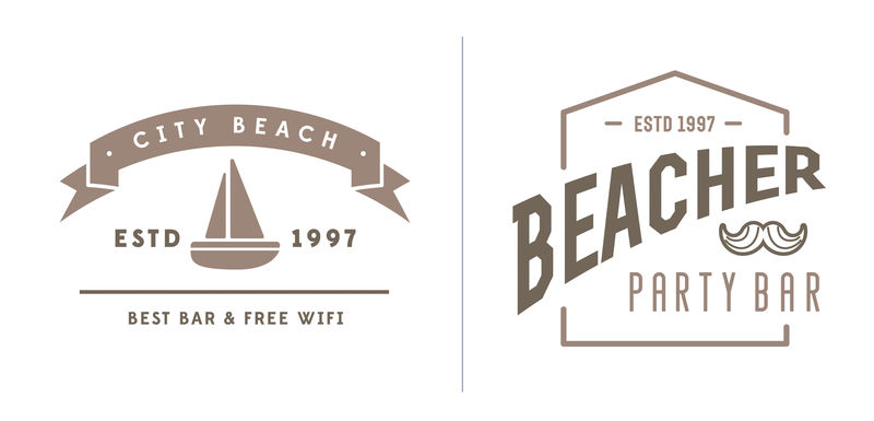 矢量沙滩酒吧元素和夏季可作为标志或图标的优质品质