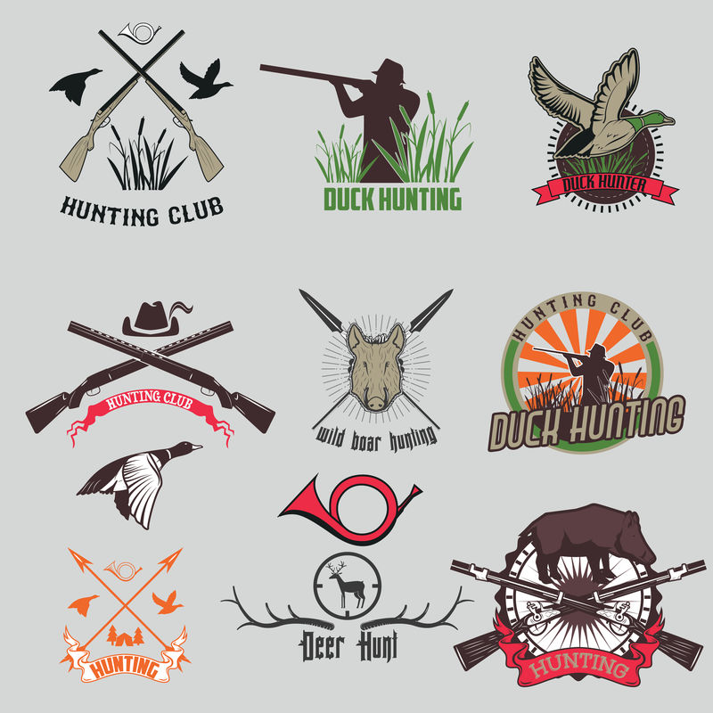 一套狩猎标签和徽章。