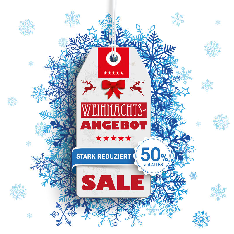 圣诞优惠价格贴纸象征雪花