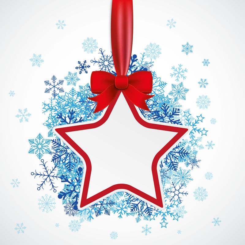 星红色丝带蓝色雪花白色