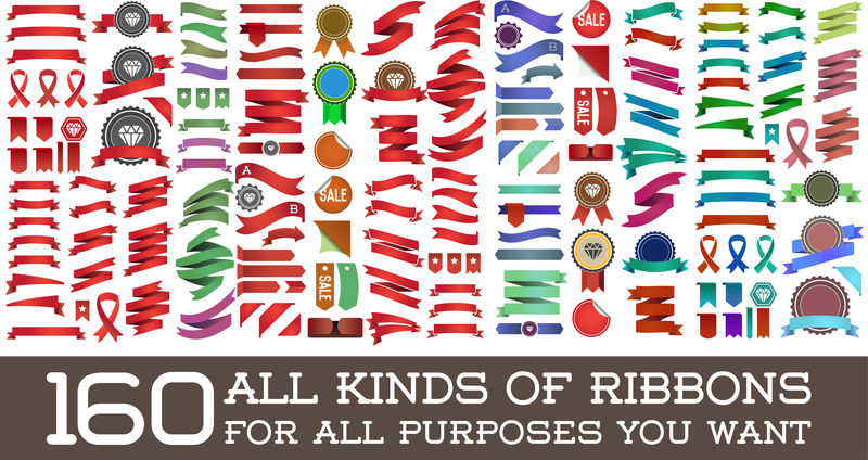 一大套矢量复古和复古色带和标签，适用于所有用途