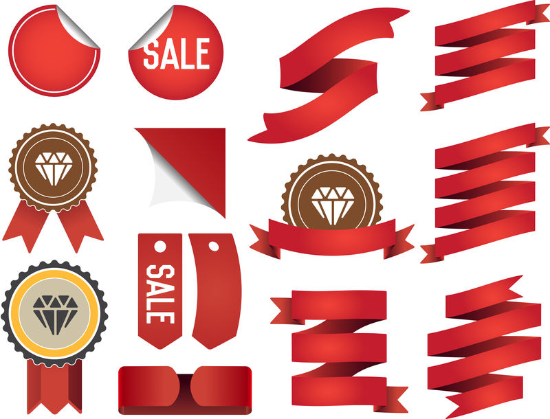 一大套矢量复古和复古色带和标签，适用于所有用途