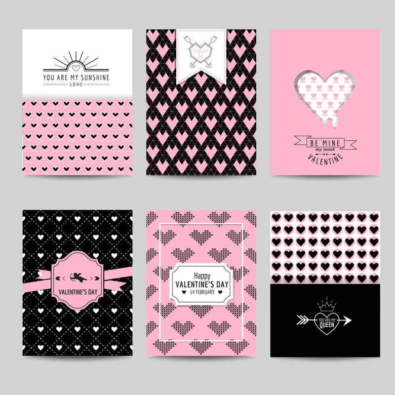 一套爱情卡片-婚礼，情人节，请柬