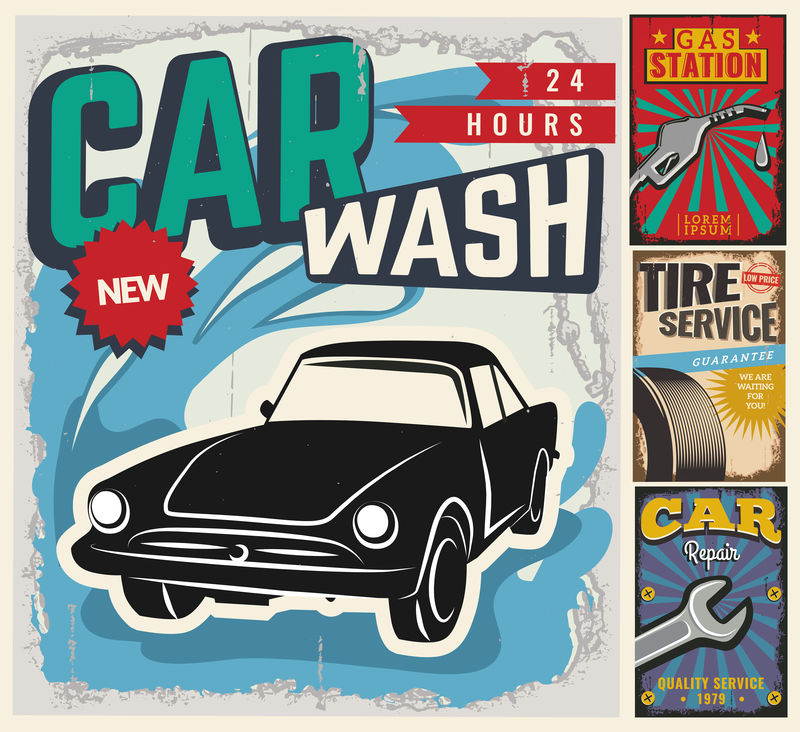 旧式矢量车广告