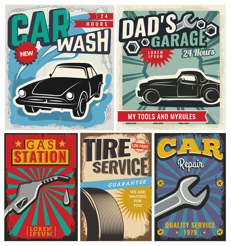 旧式矢量车广告