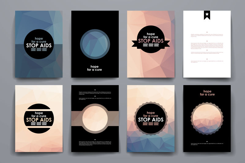 一套世界艾滋病日风格的宣传册、海报设计模板