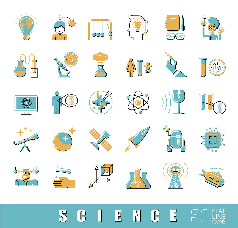 科学图标的集合。矢量图示