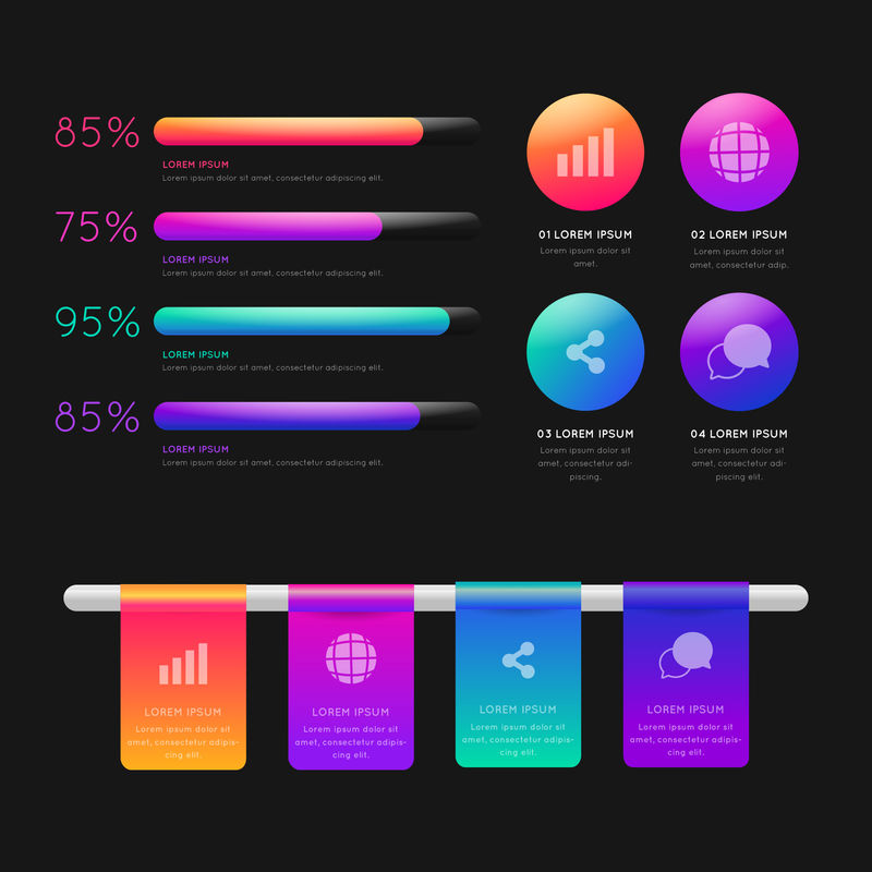 矢量业务信息图表模板
