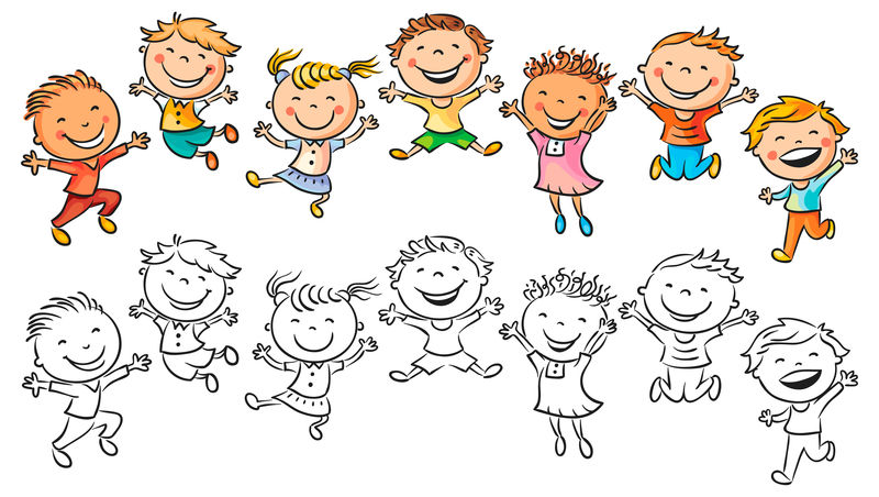 的孩子们欢笑着跳跃着图片,孩子,矢量图,插画,孩子们,男孩,女孩,朋友