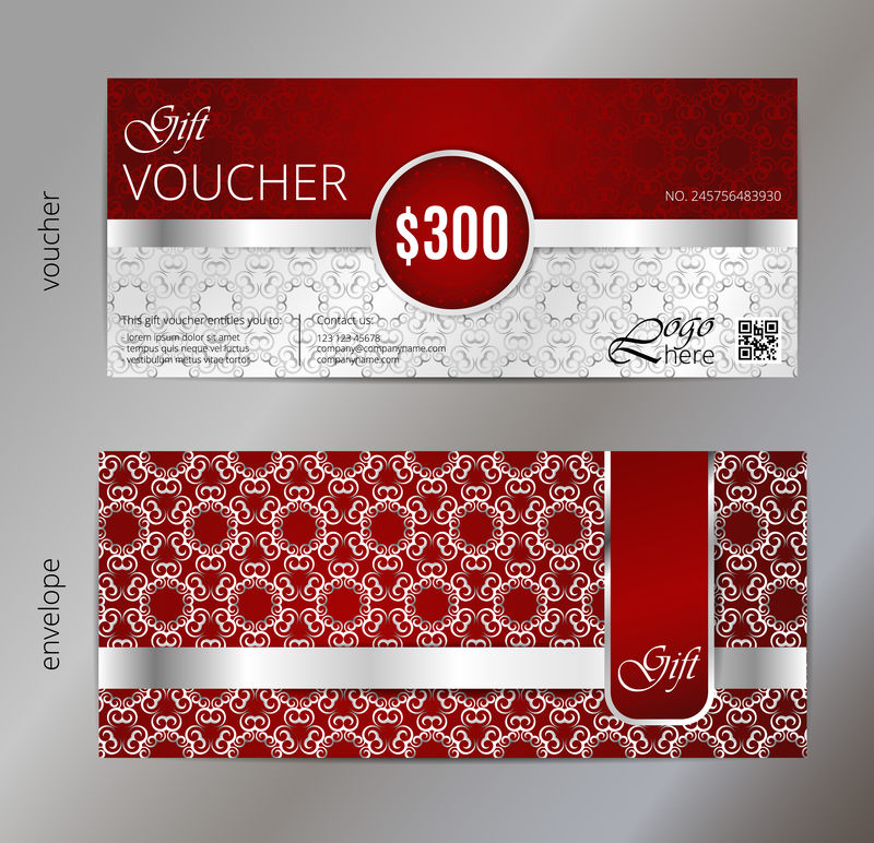 矢量插图,礼品券模板与干净和现代模式。