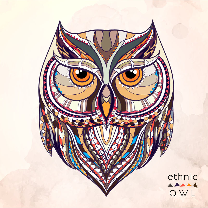 肮脏背景下的图案猫头鹰