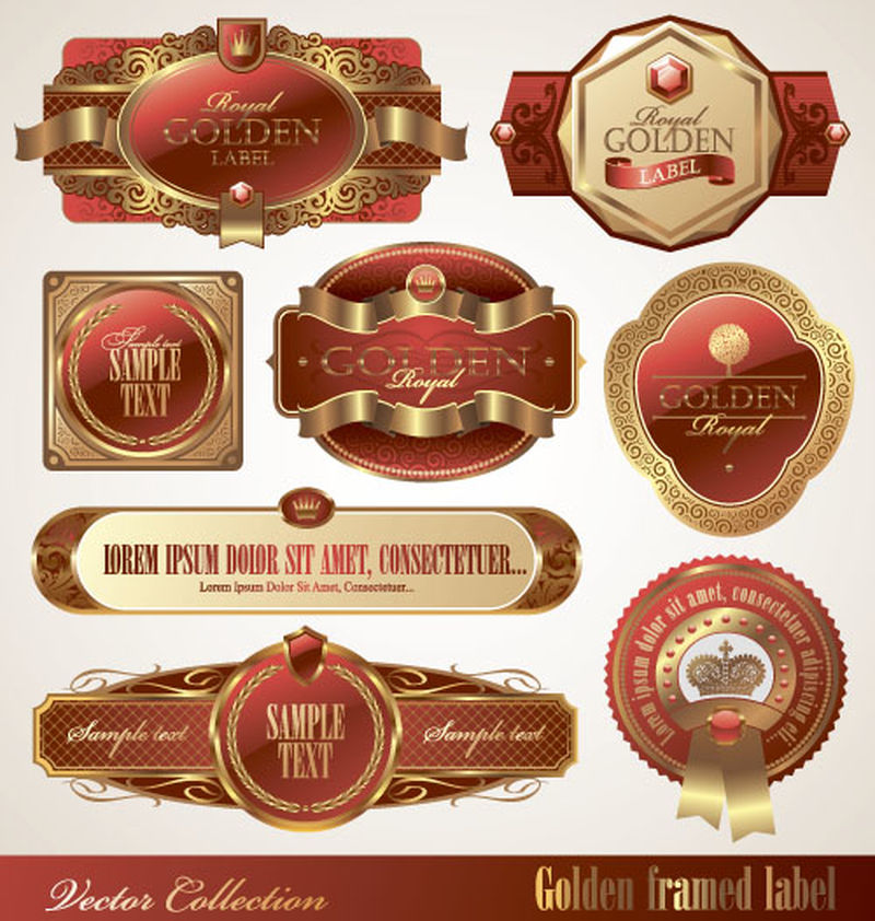 矢量金色标签