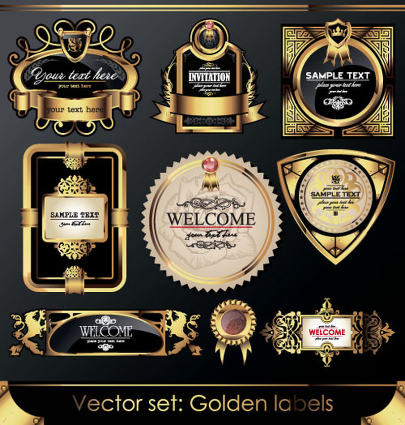 矢量金色标签