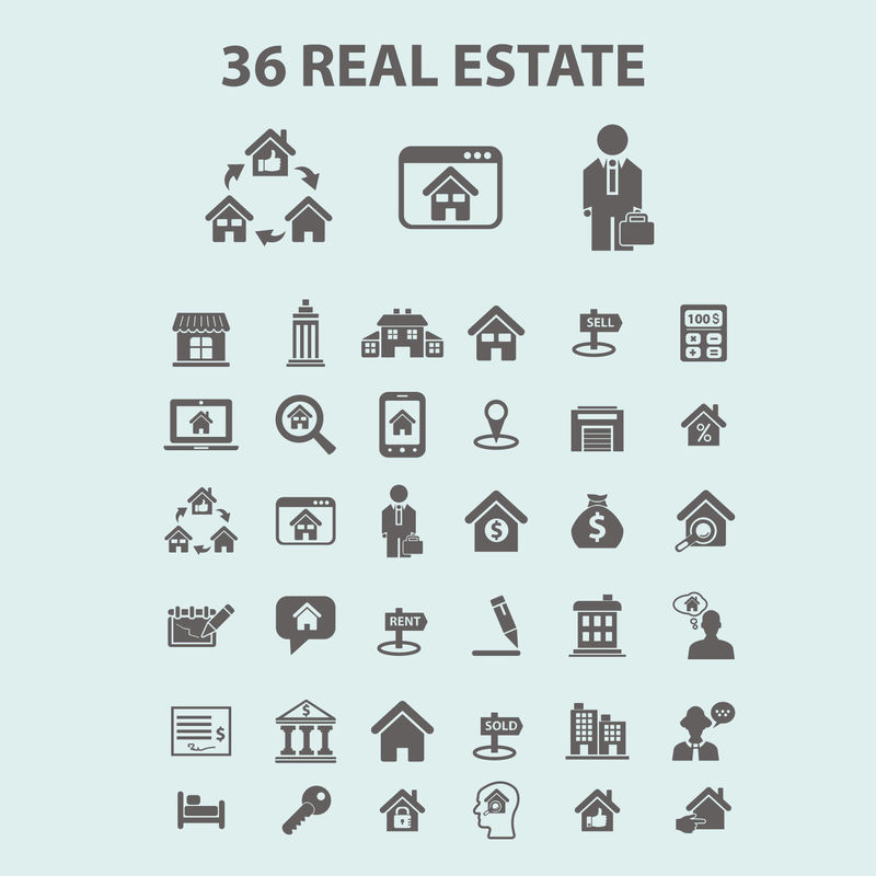 房地产等轴测颜色矢量图标集每个图标都可以轻松修改或编辑