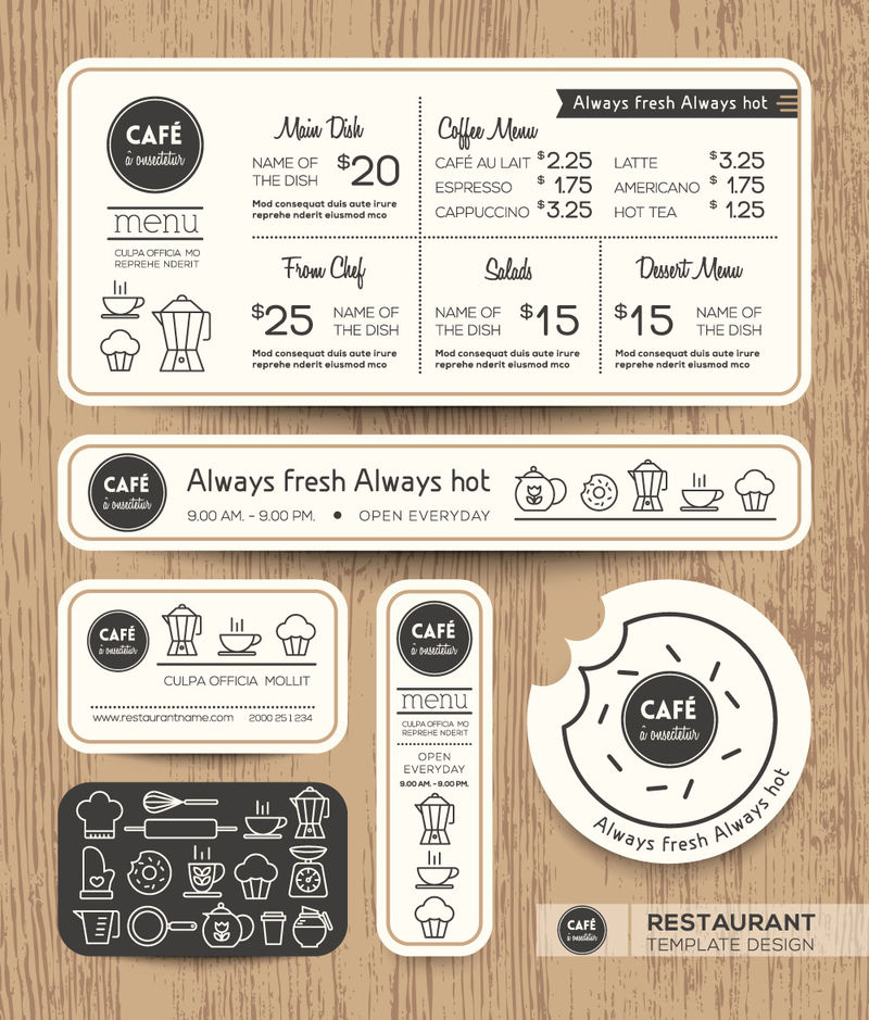 餐厅咖啡套餐菜单平面设计模板