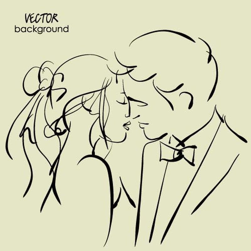矢量新娘新郎插图