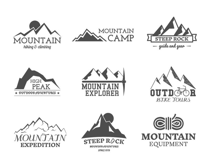 山岳图形标志模板-简单的山岳标志平面设计