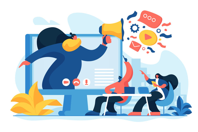 在线会议概念矢量图