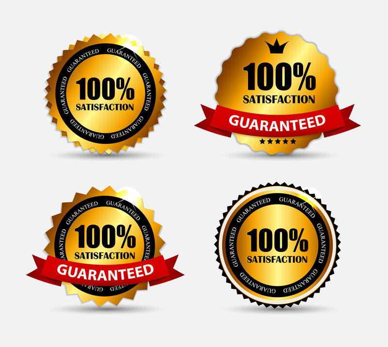 100%满意标签集矢量图
