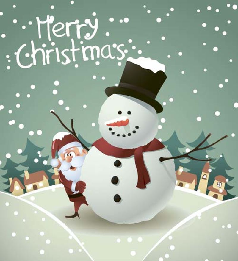图片 插画 矢量雪地里的圣诞雪人矢量圣诞雪人与礼物图片id: 399038