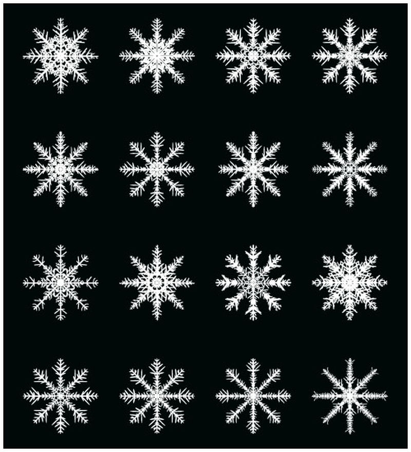 矢量不同雪花图案背景