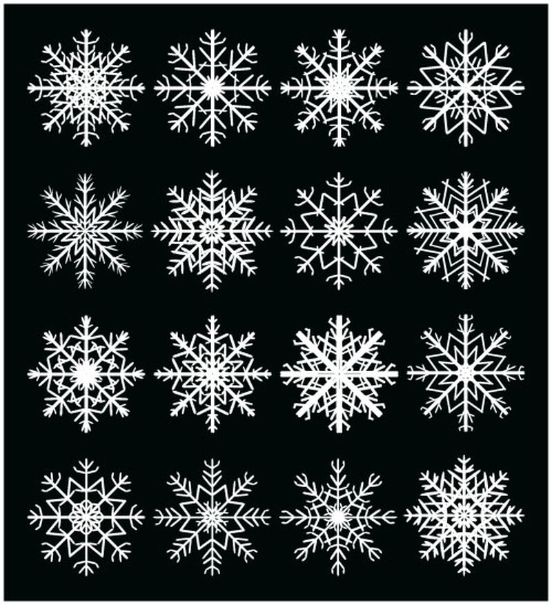 矢量不同雪花图案背景