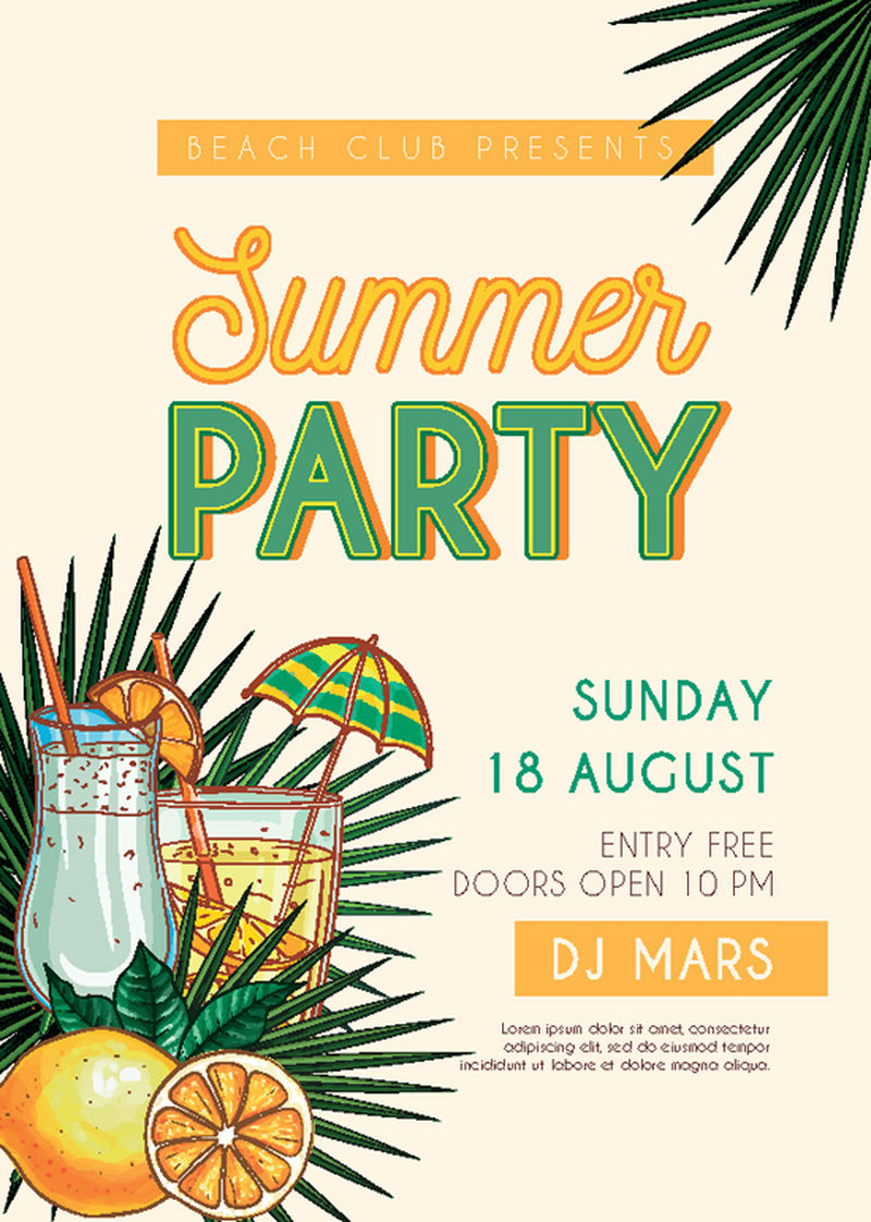 矢量夏季派对海报设计