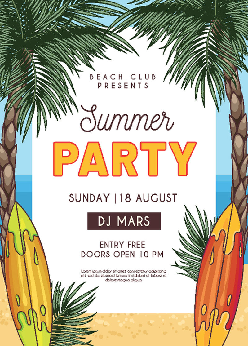 矢量夏季派对海报设计