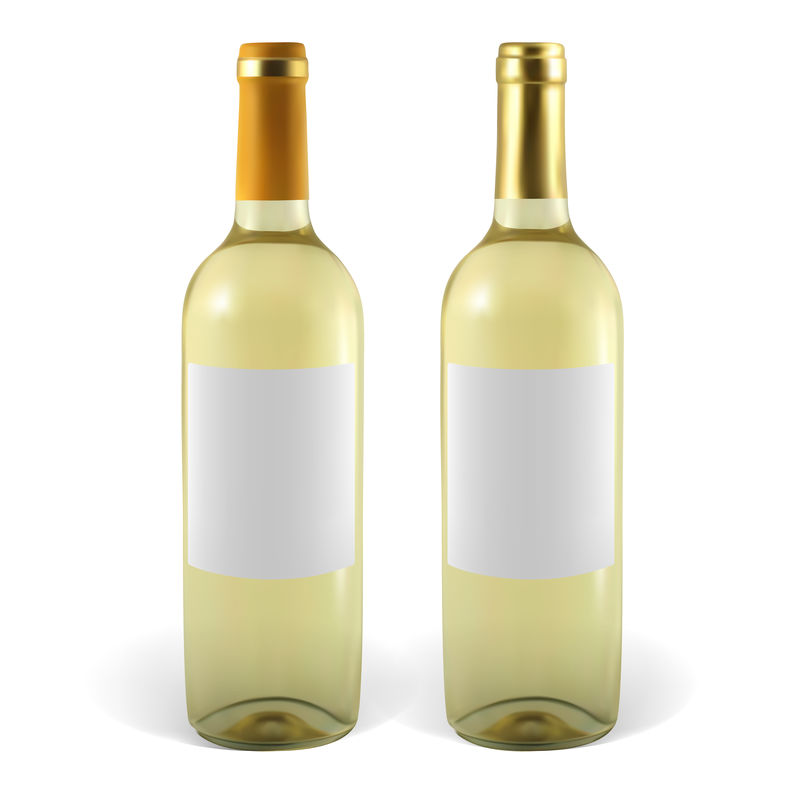 设置逼真的白葡萄酒瓶