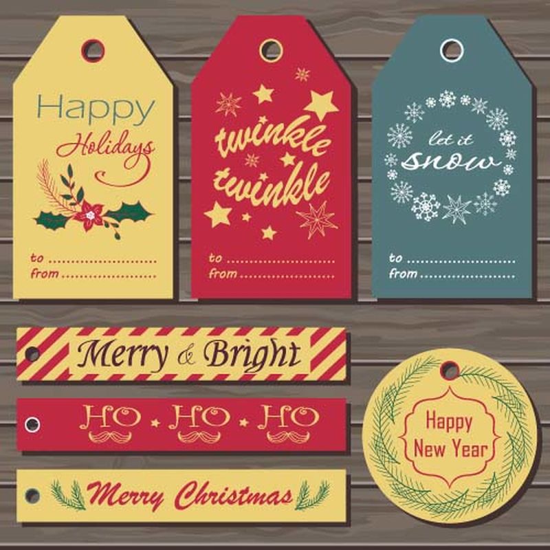 圣诞礼品标签套装。