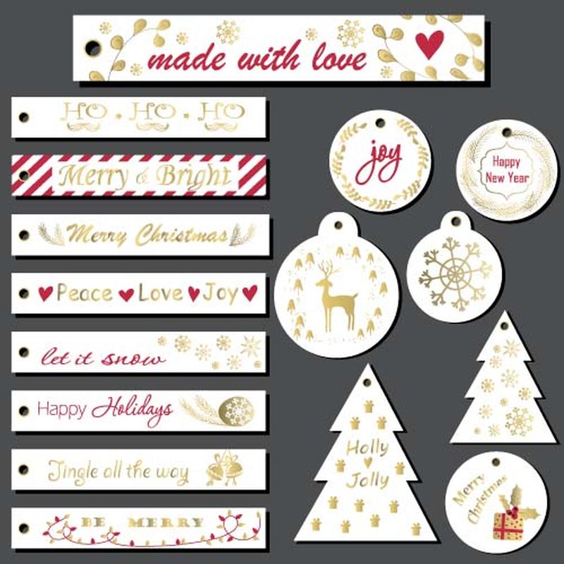 圣诞礼品标签套装。