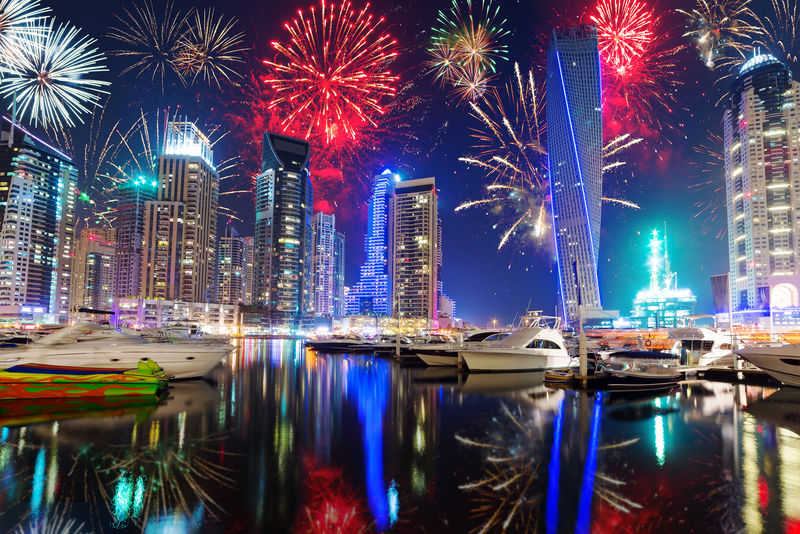 迪拜UAE的新年烟花汇演