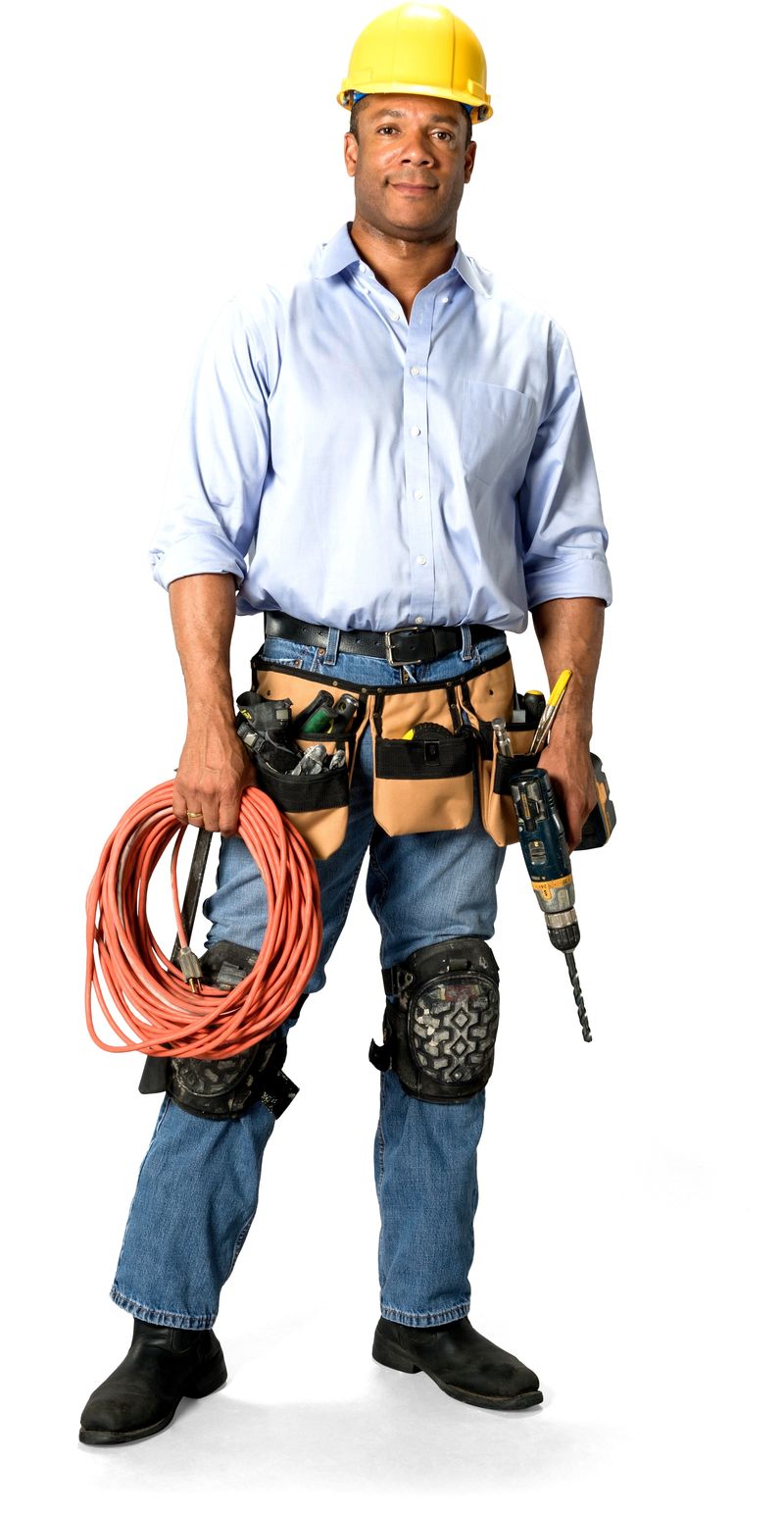 白色背景上的建筑工人