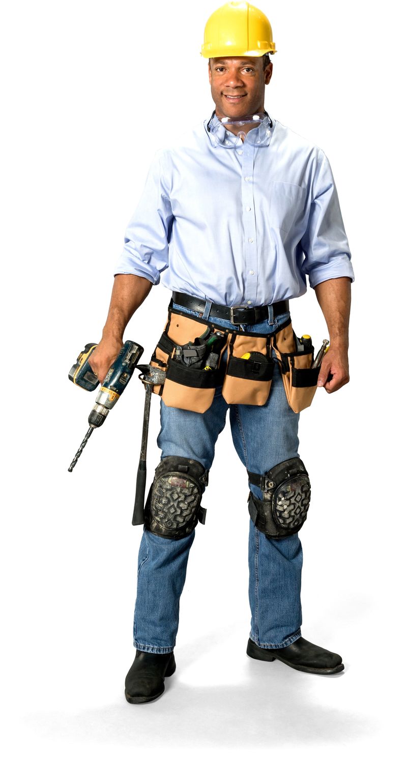 白色背景上的建筑工人