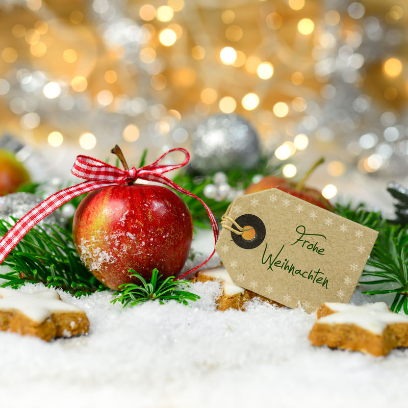 冬苹果与文字盾牌