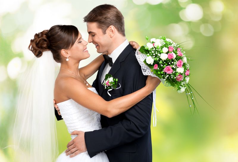 婚礼，情侣，异性恋情侣。