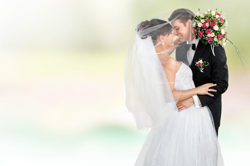 婚礼。水上婚礼肖像