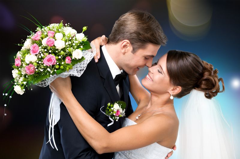 婚礼，情侣，异性恋情侣。