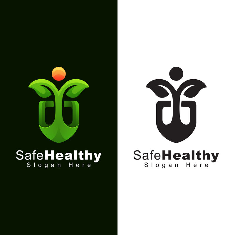 安全健康标志，人叶带盾标志设计两种版本