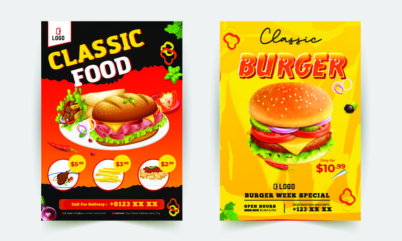 矢量汉堡包快餐海报设计