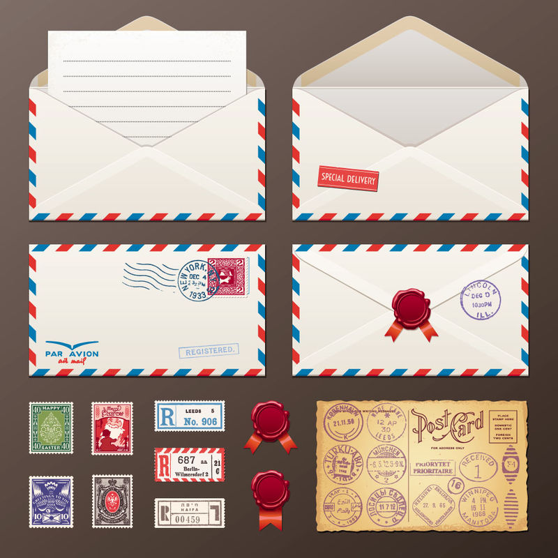 明信片矢量设计元素