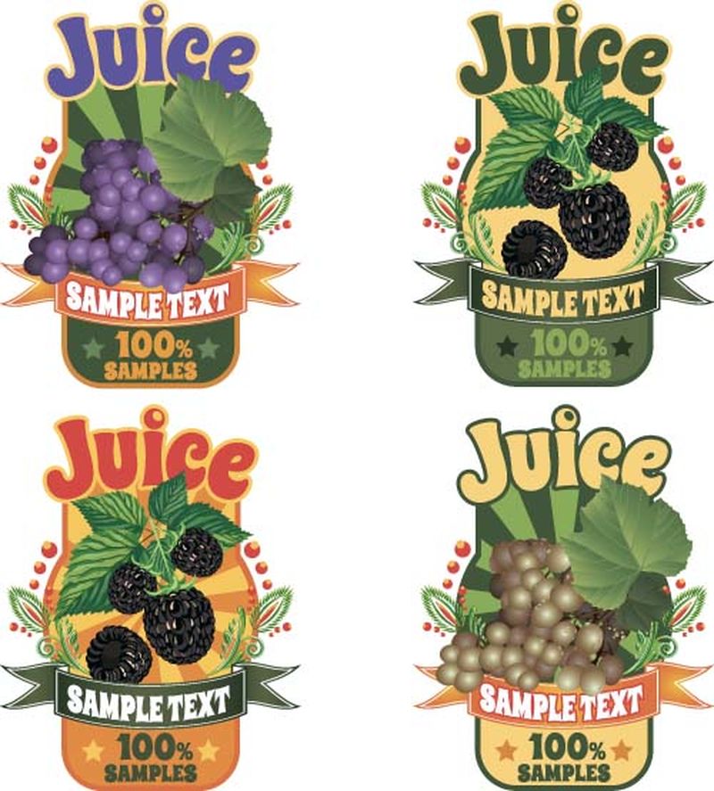 矢量水果标签贴纸