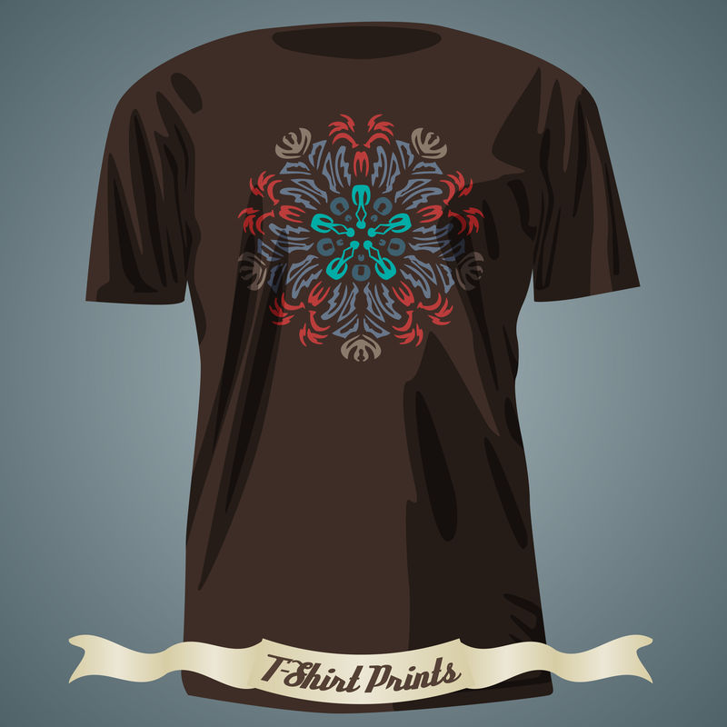 T恤设计，带有五颜六色的华丽异域装饰