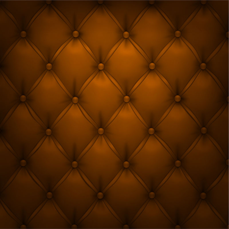 棕色矢量软垫皮革图案背景。