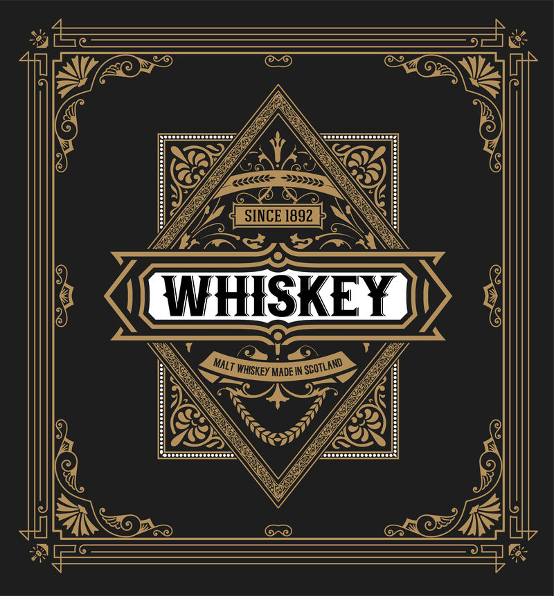 西方威士忌标签或其他产品。