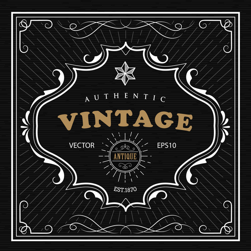 复古框架西方标签复古框架手绘复古博德