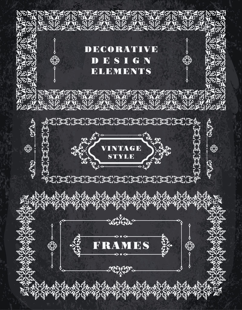 复古的框架和边框。黑板背景