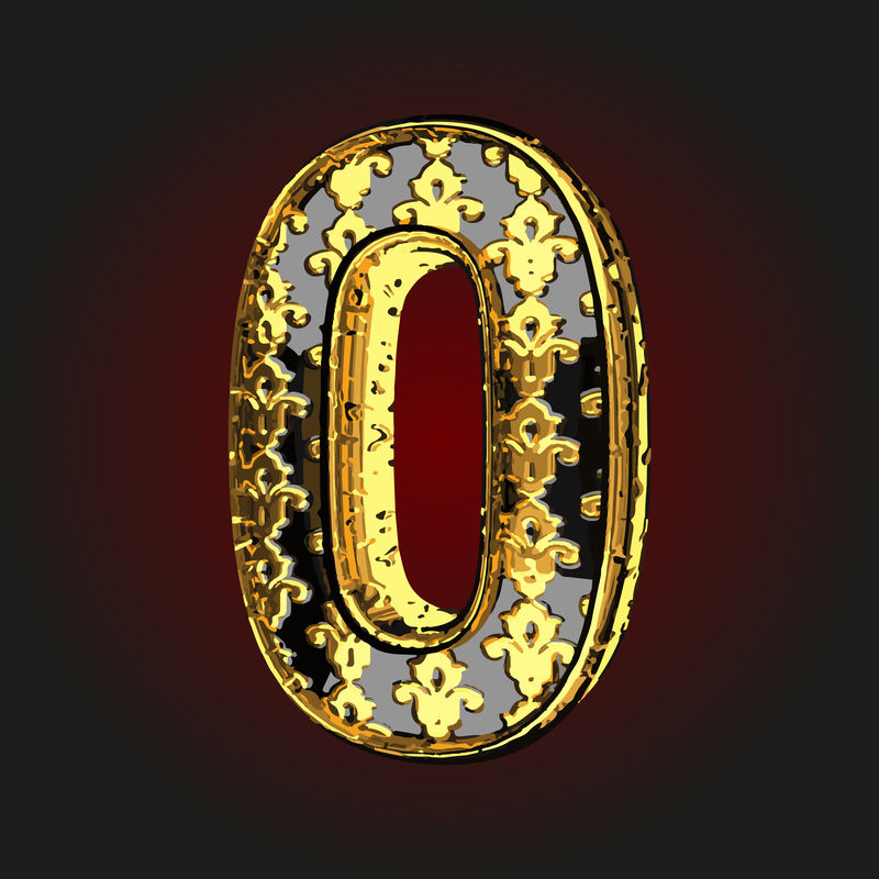 0矢量带金色的黑色字母