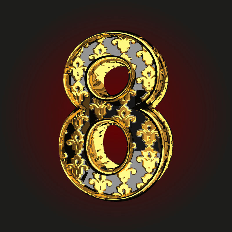 8矢量带金色的黑色字母